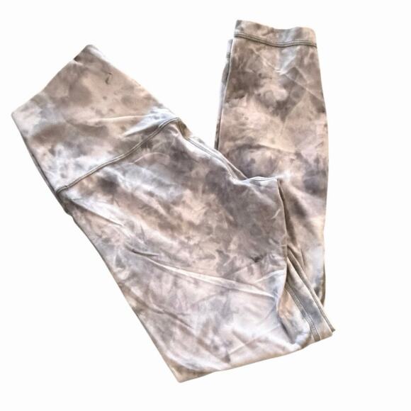 Lululemon High-Rise Full Length Leggings Gray White Tie Dye Size 8 - Picture 3 of 5